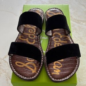 Sam Edelman Black Suede strap and Brown inside Sandals